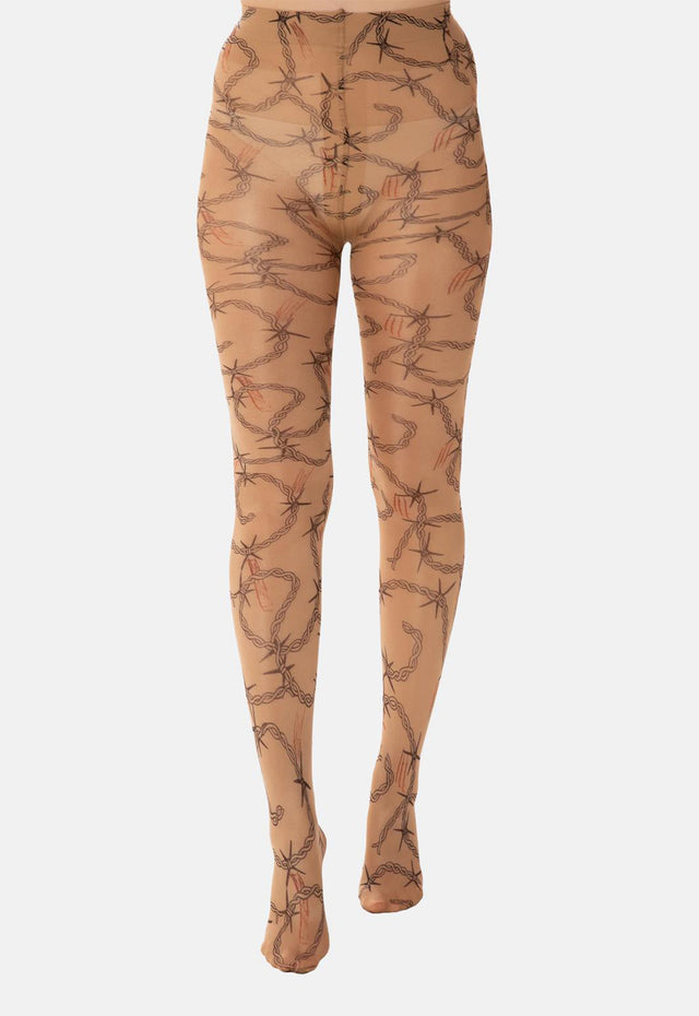 Barbed Wire Printed Tights