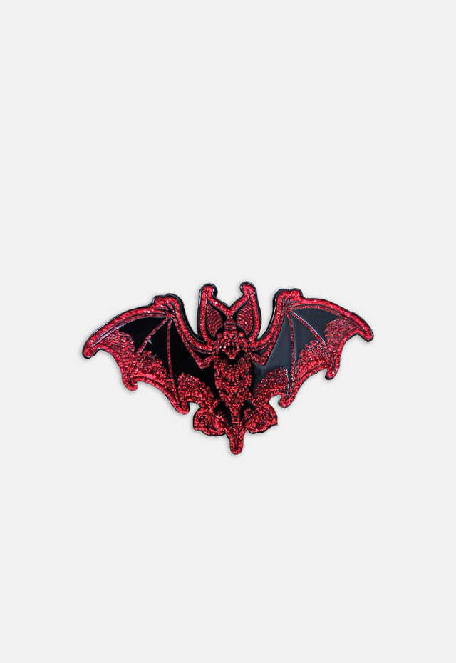 Bat Attack Red Pin Badge