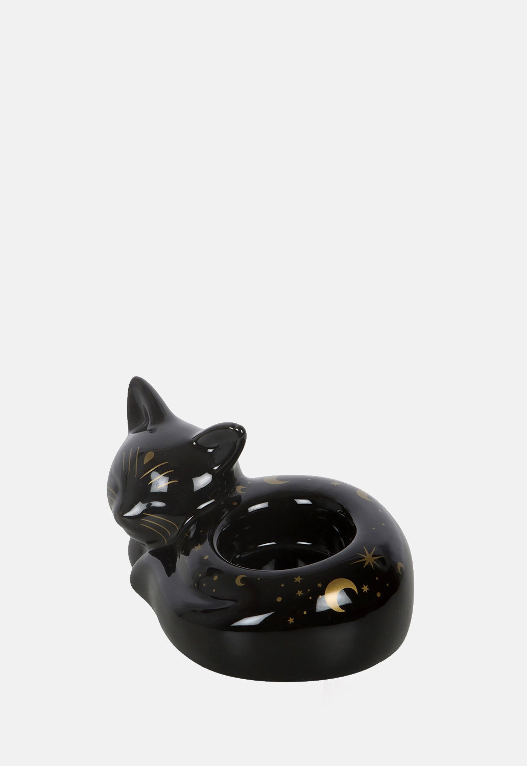 Black Cat Magick Curled Cat Tealight Holder
