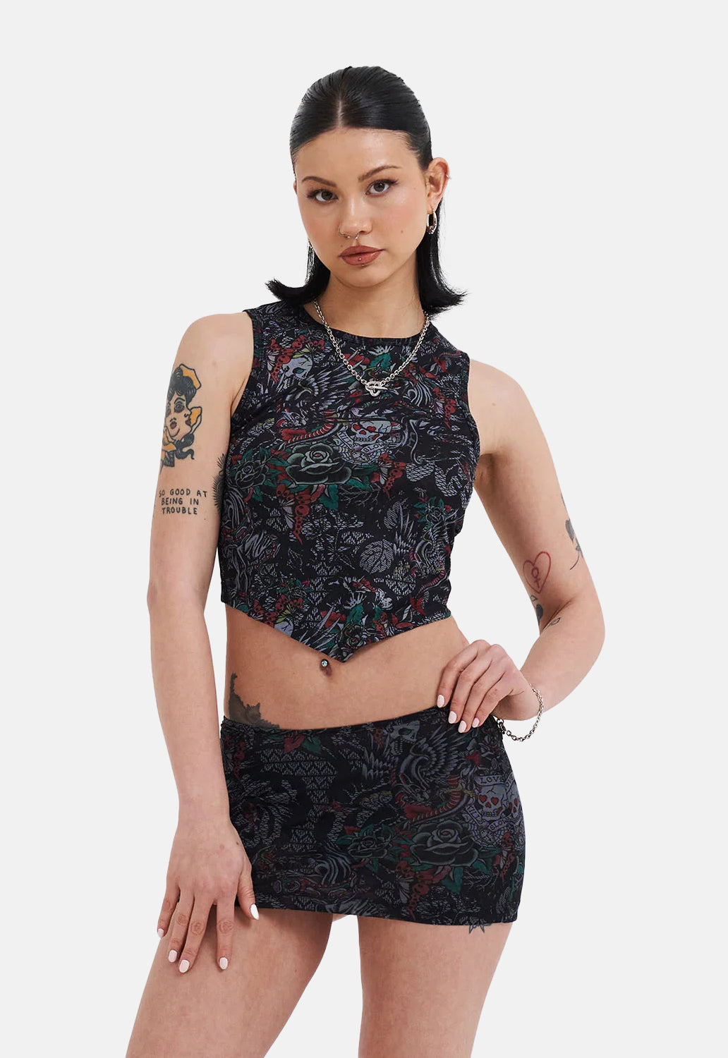 Dragon Tied Back Mesh Vest Top