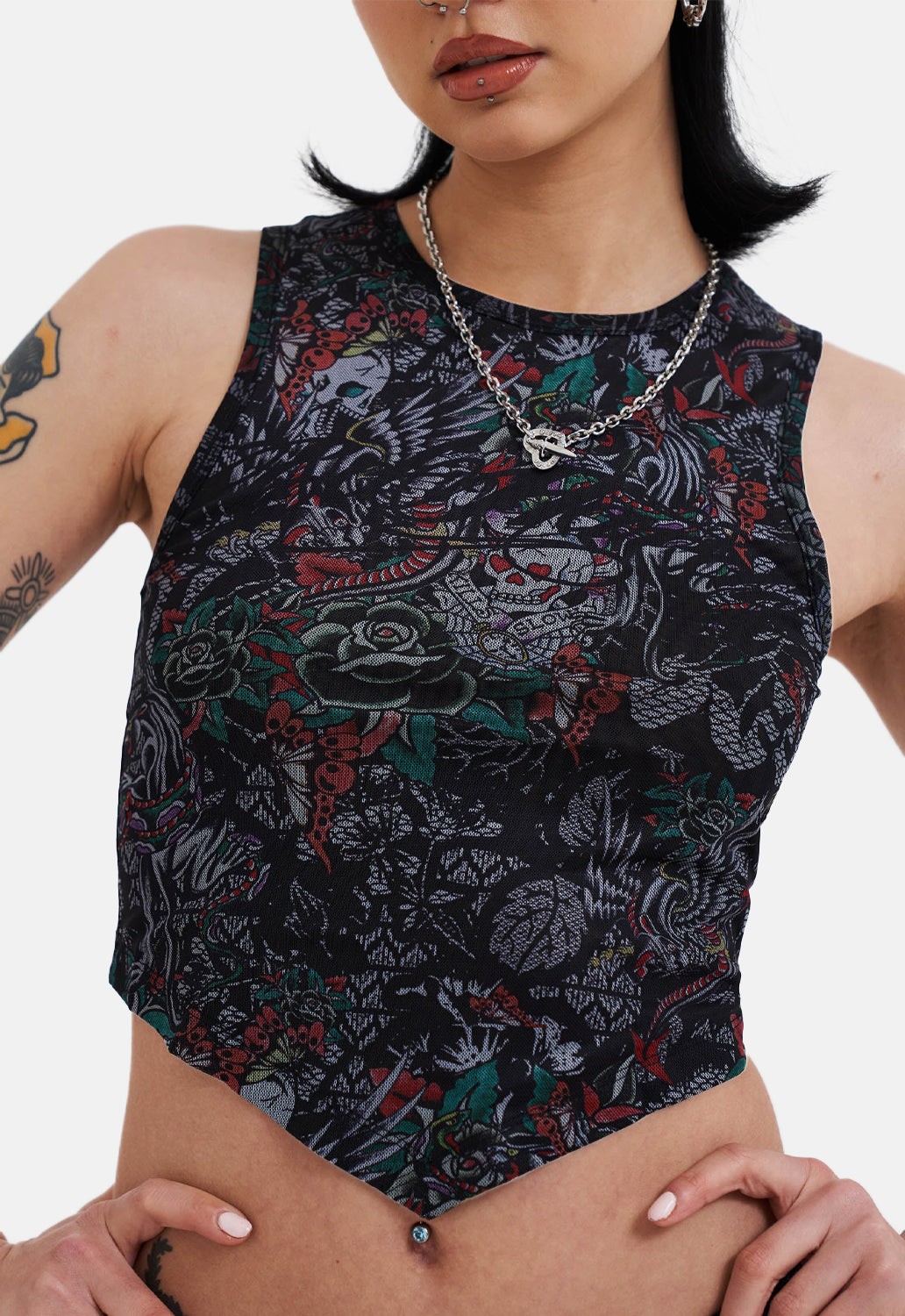 Dragon Tied Back Mesh Vest Top