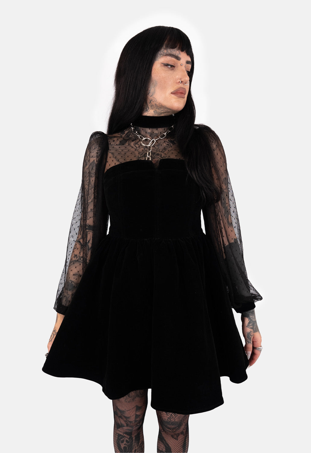 Emily Velvet Heart Lace Mini Dress