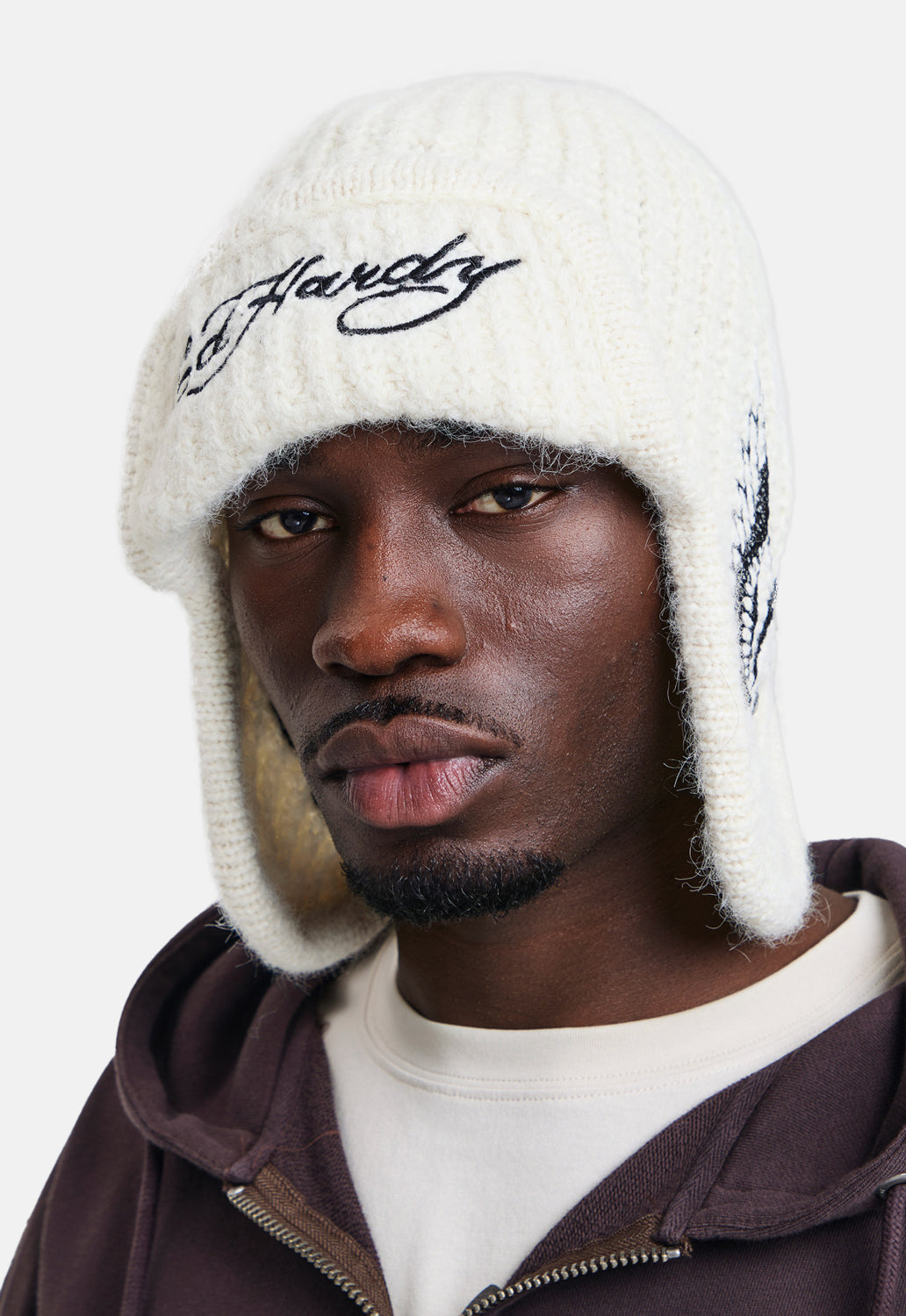 Flaming Skull Knit Trapper Hat