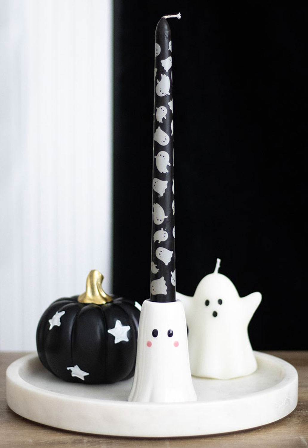 Ghost Taper Candle & Holder