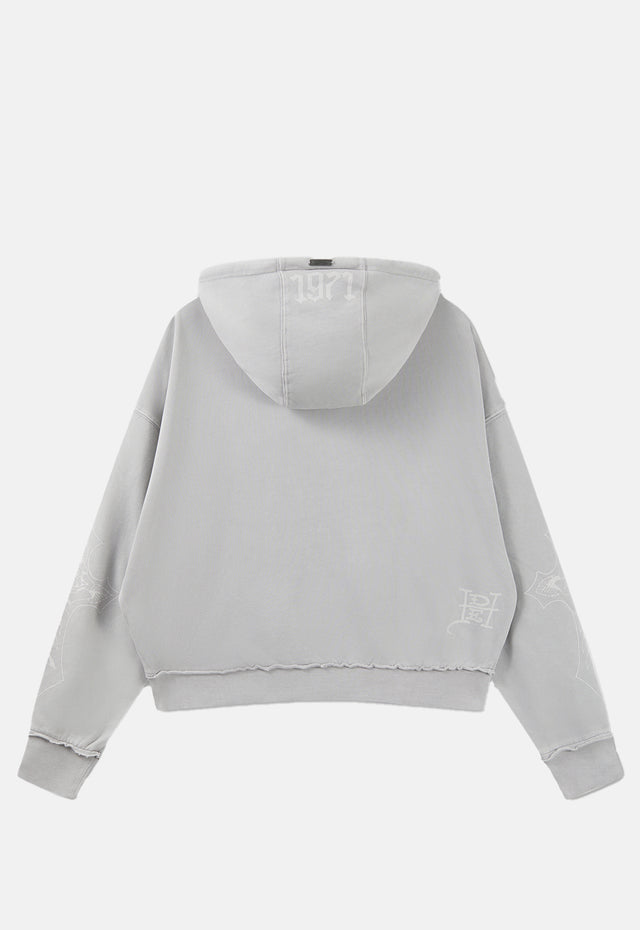 Gothic Skull Boxy Zip Hoodie