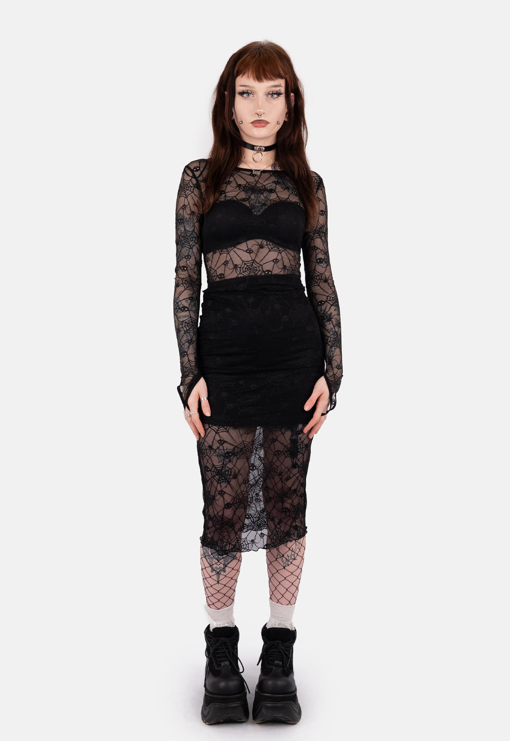 Gracie Web Mesh Midi Skirt