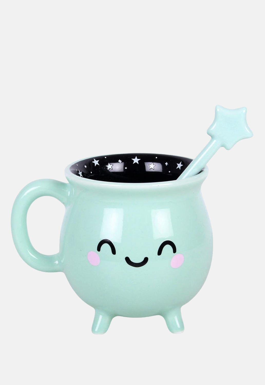 Mint Green Cauldron Mug With Wand Stirrer