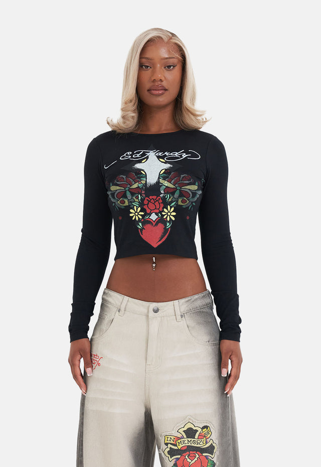 Heart Cross Long Sleeve T-Shirt