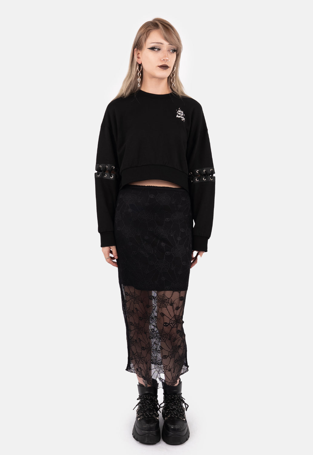 Hexa Lace Up Sleeve Sweater