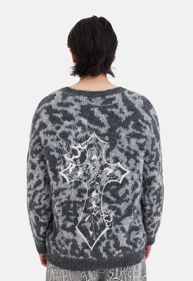 Intarsia Leopard Knit Crew