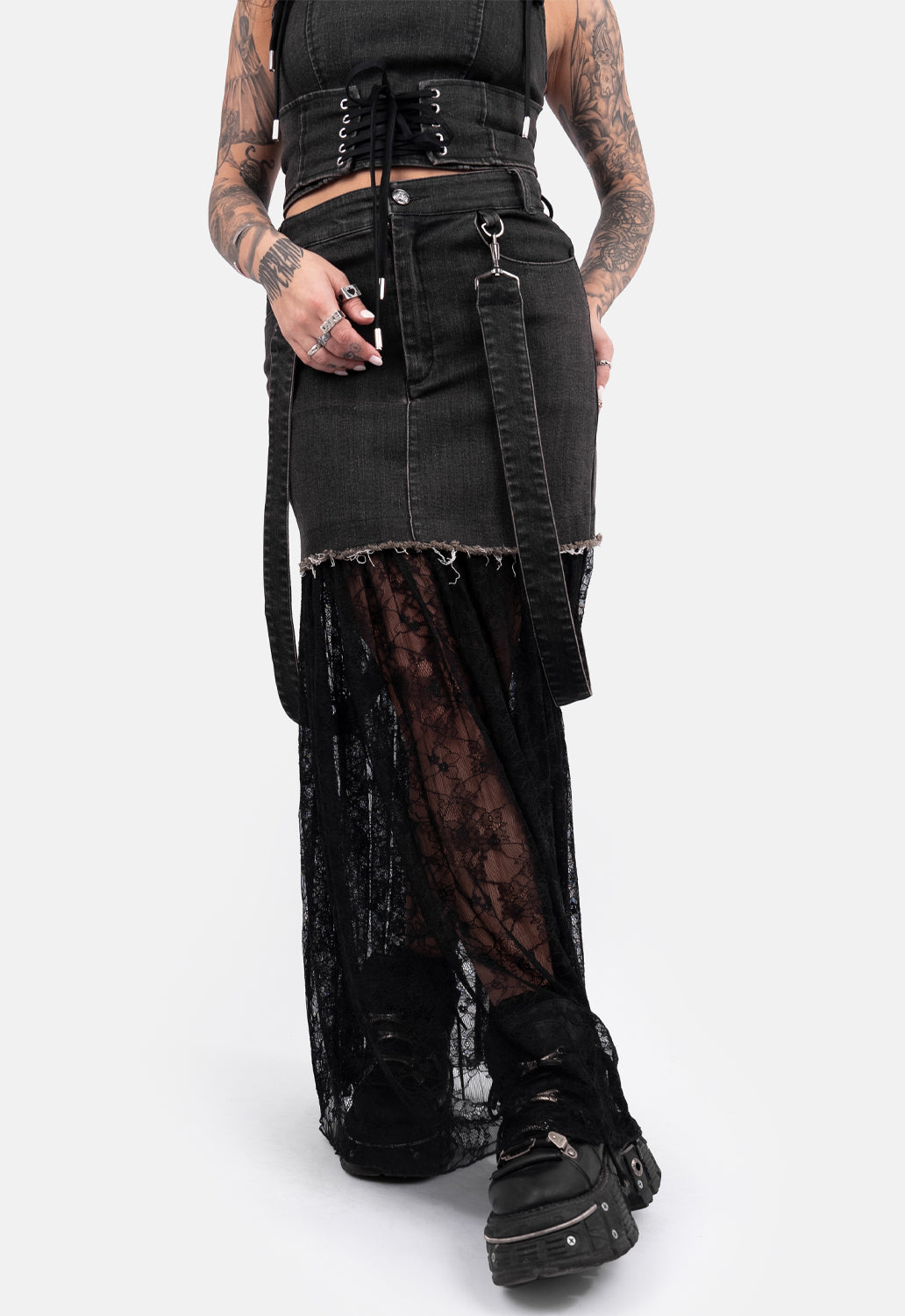 Josephine Denim & Lace Skirt – DMG SCY