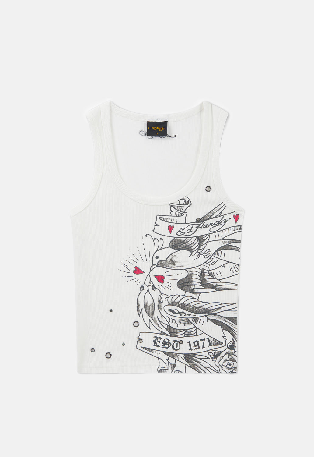 Love Birds Ribbed Eyelet Vest