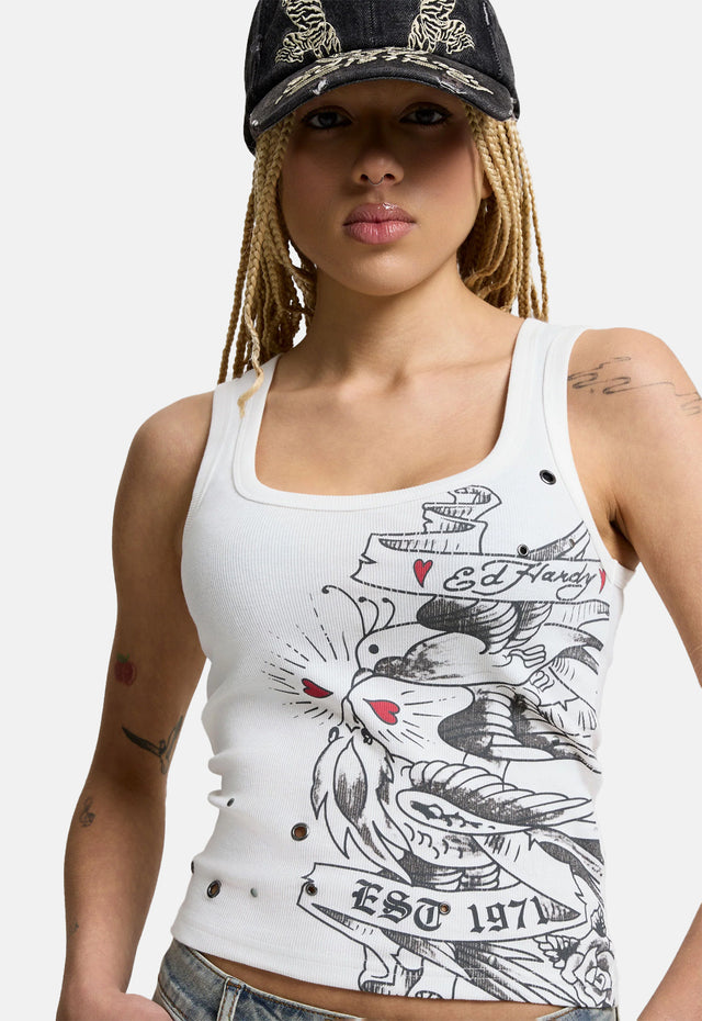 Love Birds Ribbed Eyelet Vest