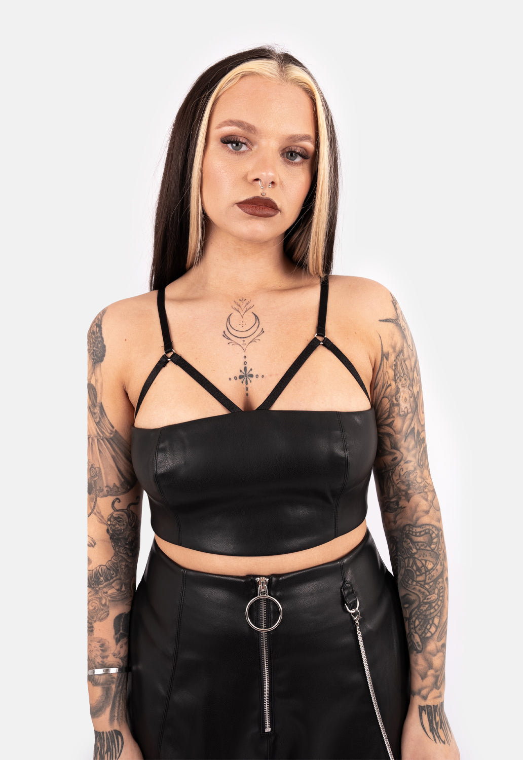 Morgana Strap Cropped PU Top