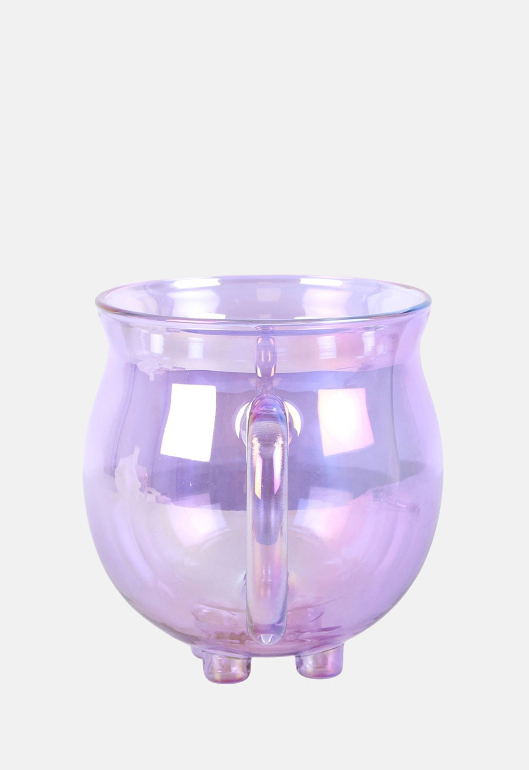 Purple Double Walled Glass Cauldron Mug With Spoon
