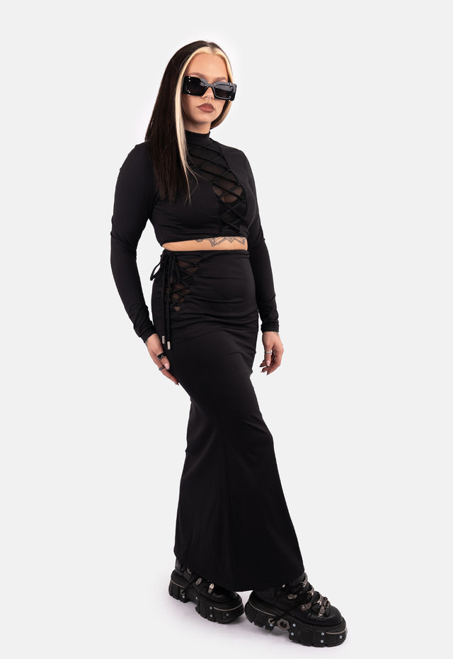 Rosario Lace Up Maxi Skirt