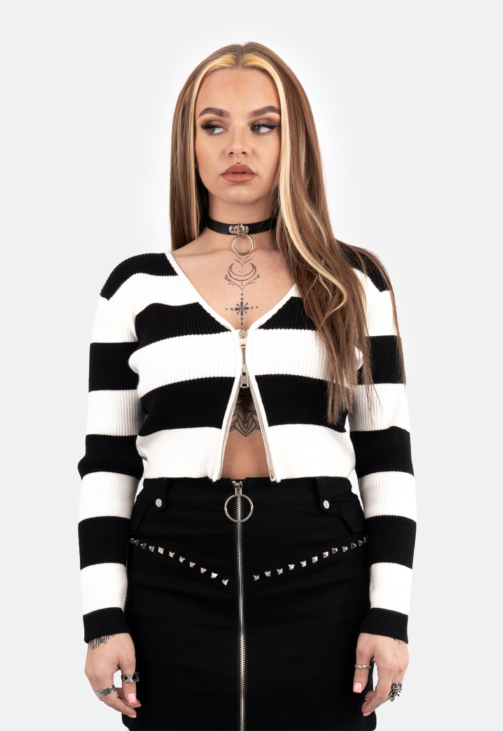 Roxanne Embroidered Zip Knit
