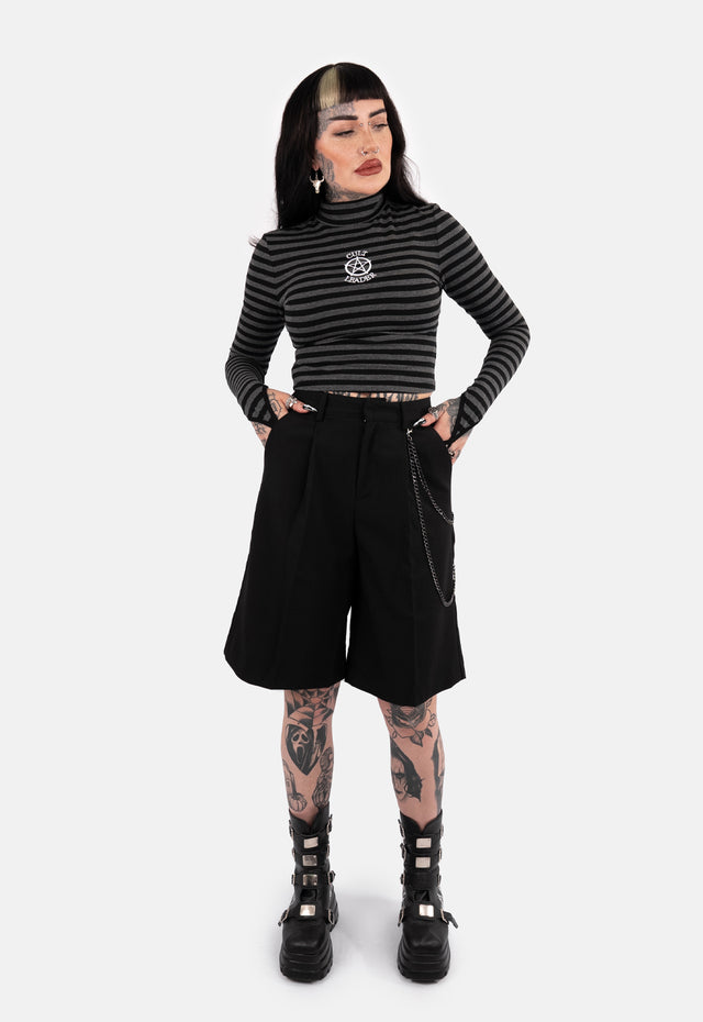 Sage High Neck Stripe Top