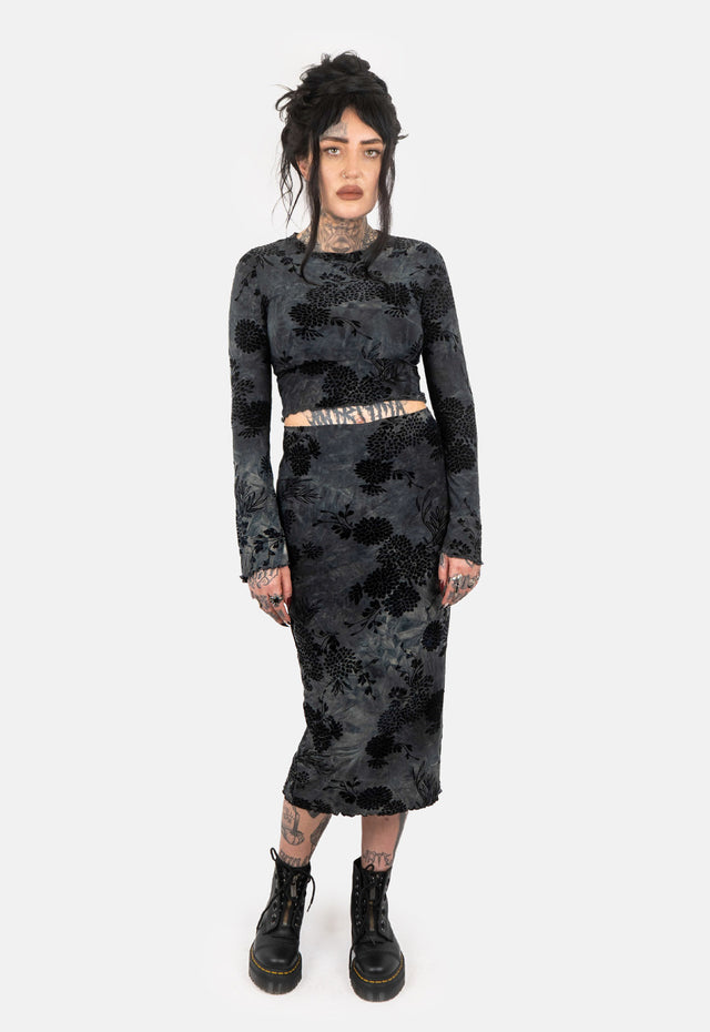 Sal Flocked Midaxi Skirt