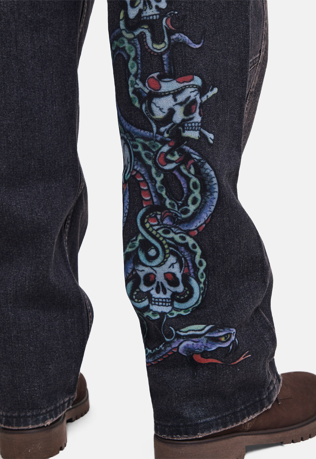 Serpent Skull Graphic Relaxed Jeans