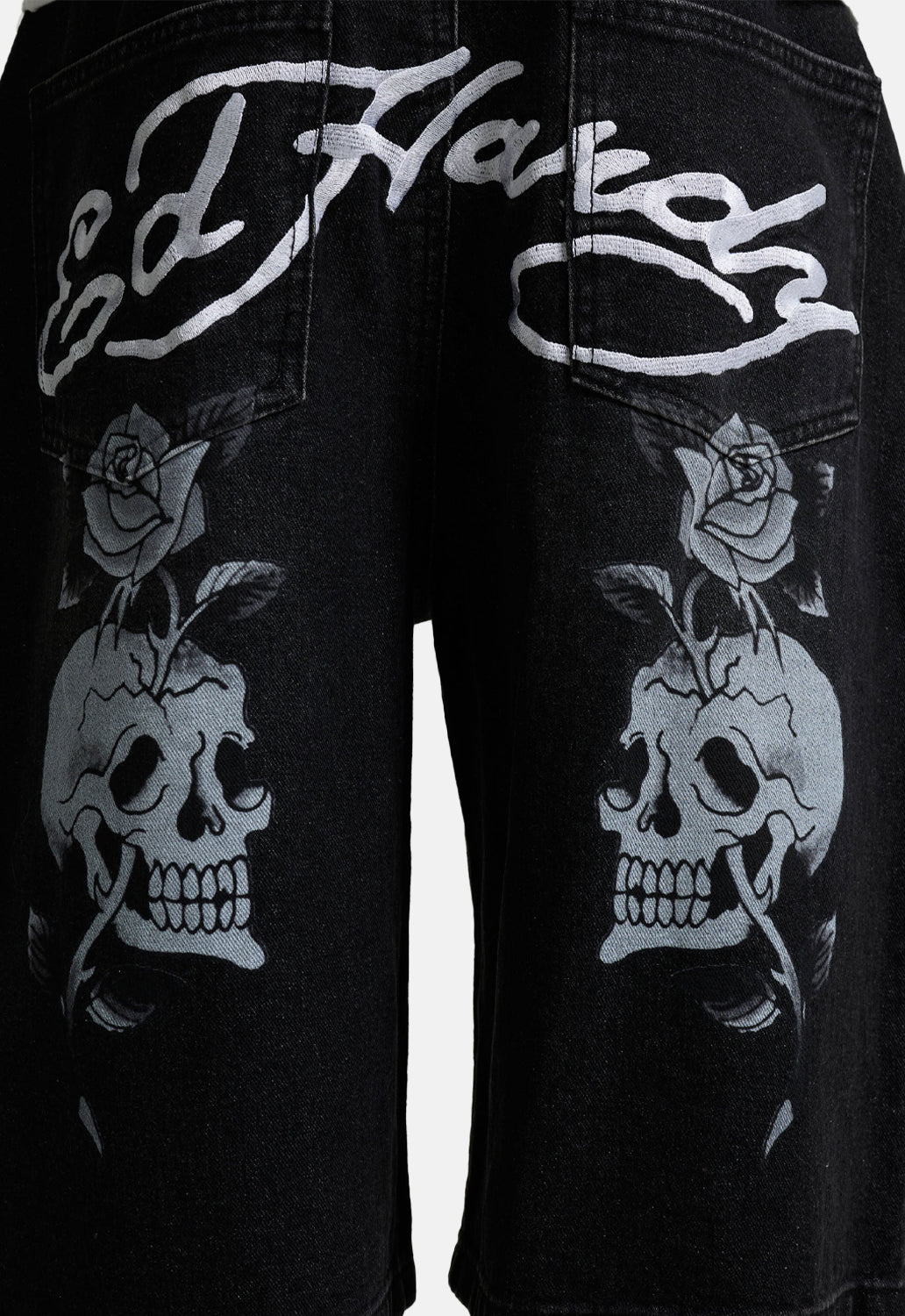 Skull Rose Relaxed Jorts