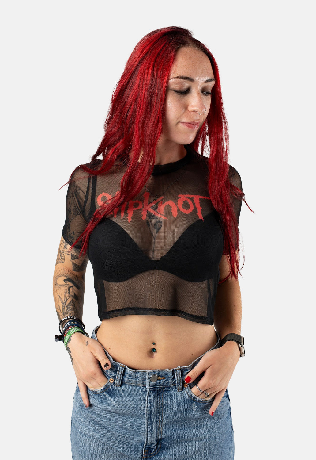 Logo Mesh Crop Top