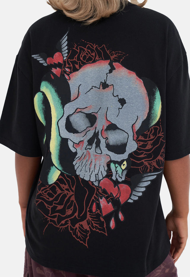 Snake Skull Back Print T-Shirt