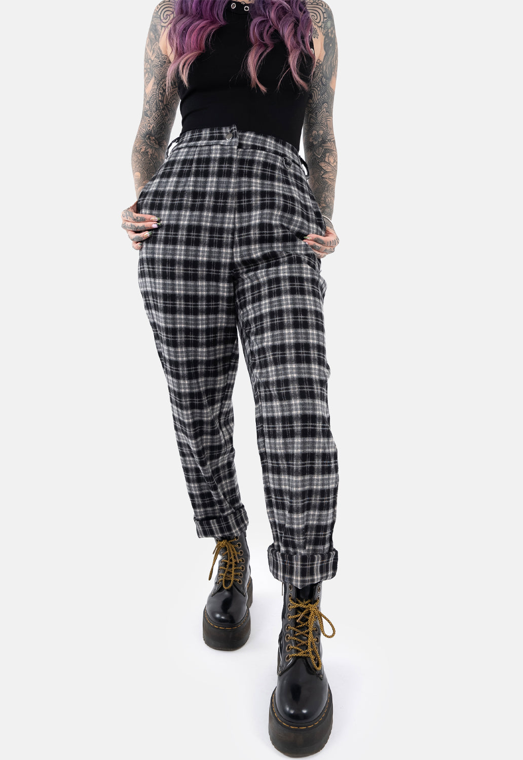 Travis Straight Leg Check Trousers