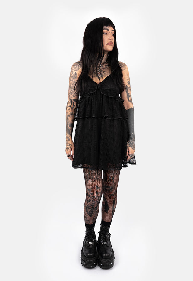 Xanthe Lace Tiered Mini Dress