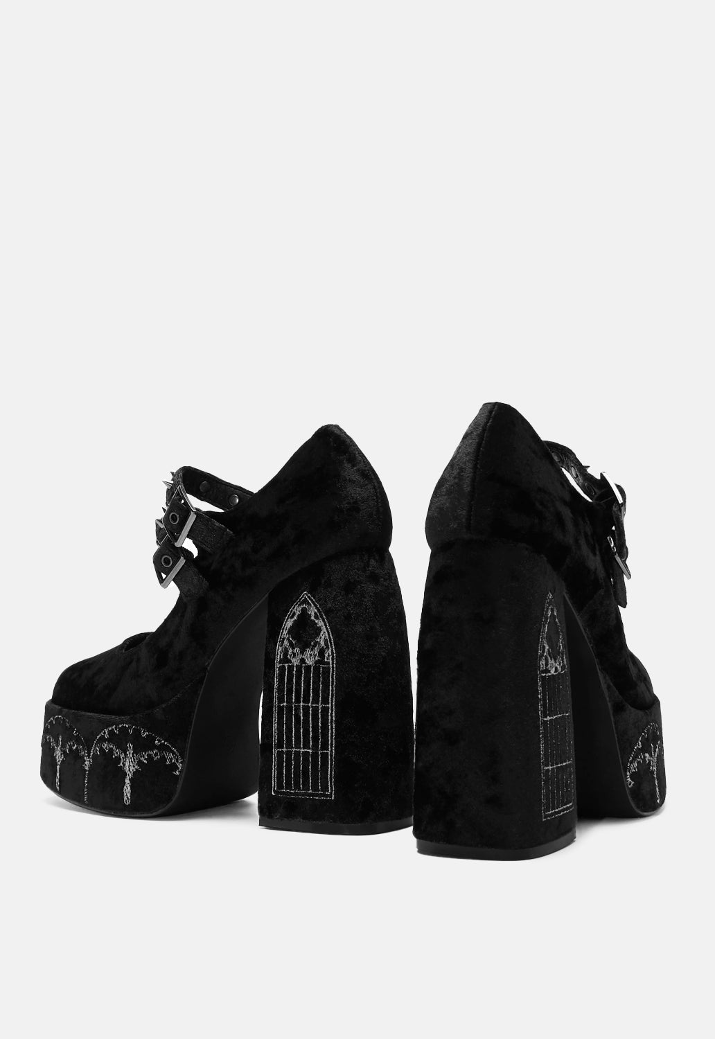 Lady Menace Grunge Crushed Velvet Heels