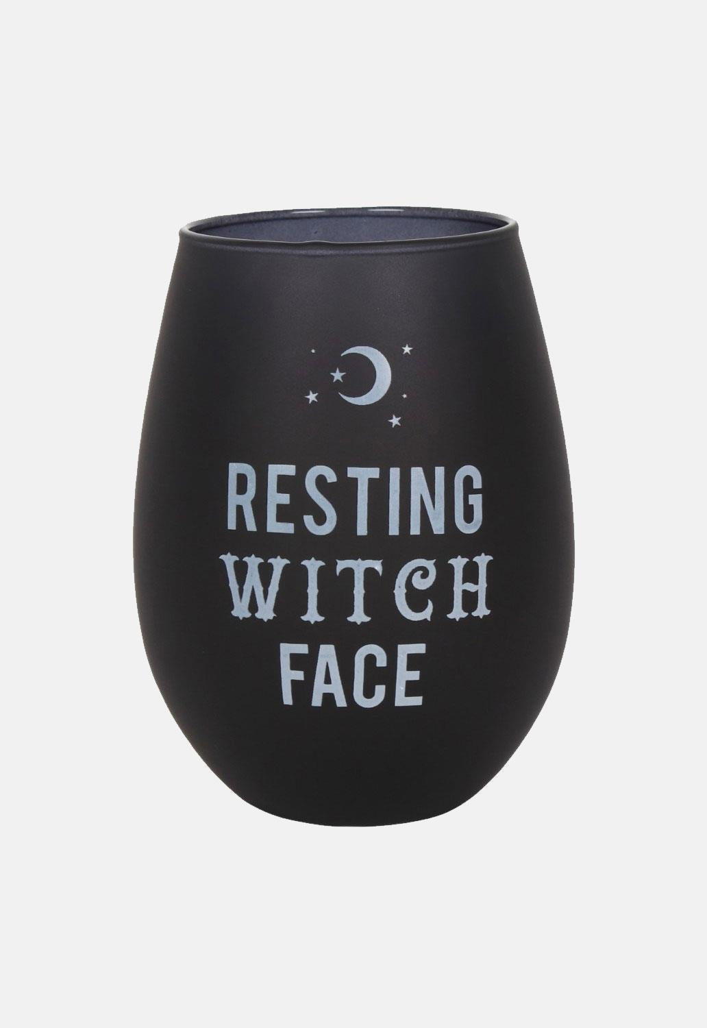Resting Witch Face Stemless Wine Glass