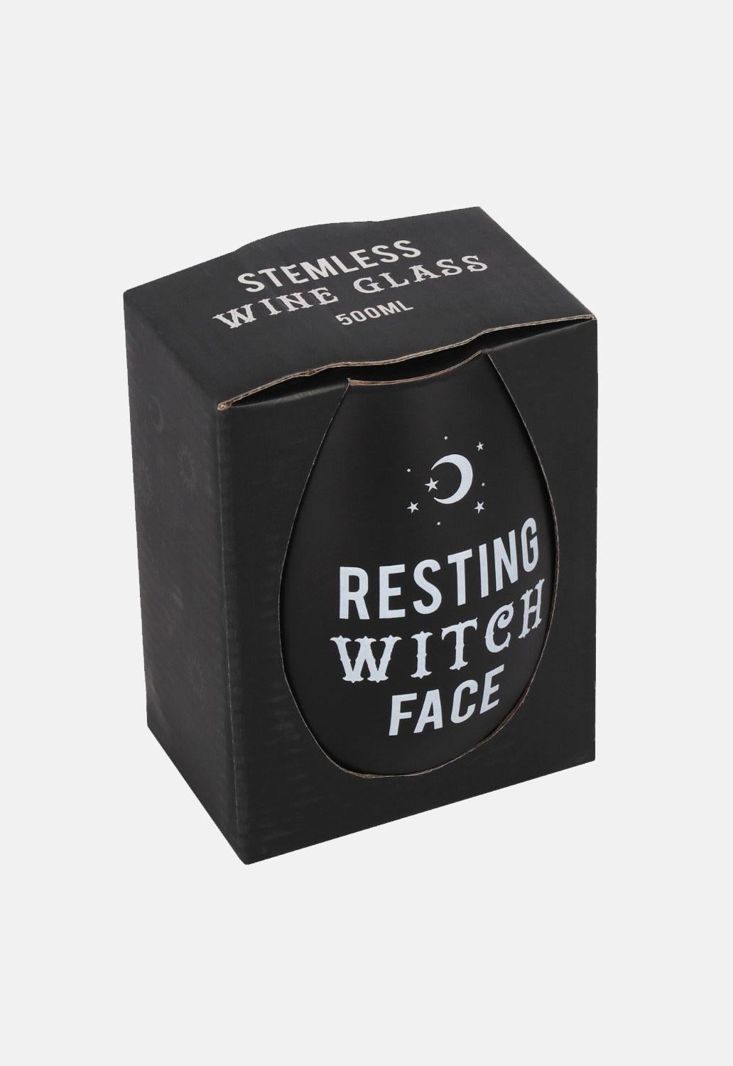 Resting Witch Face Stemless Wine Glass
