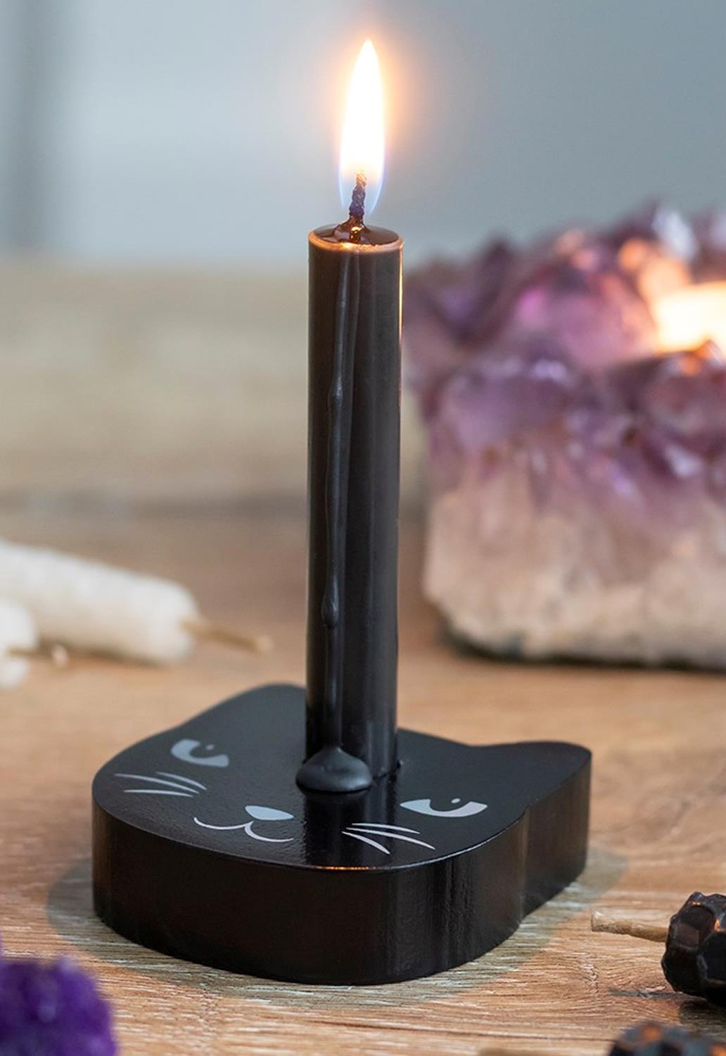 Black Cat Spell Candle Holder
