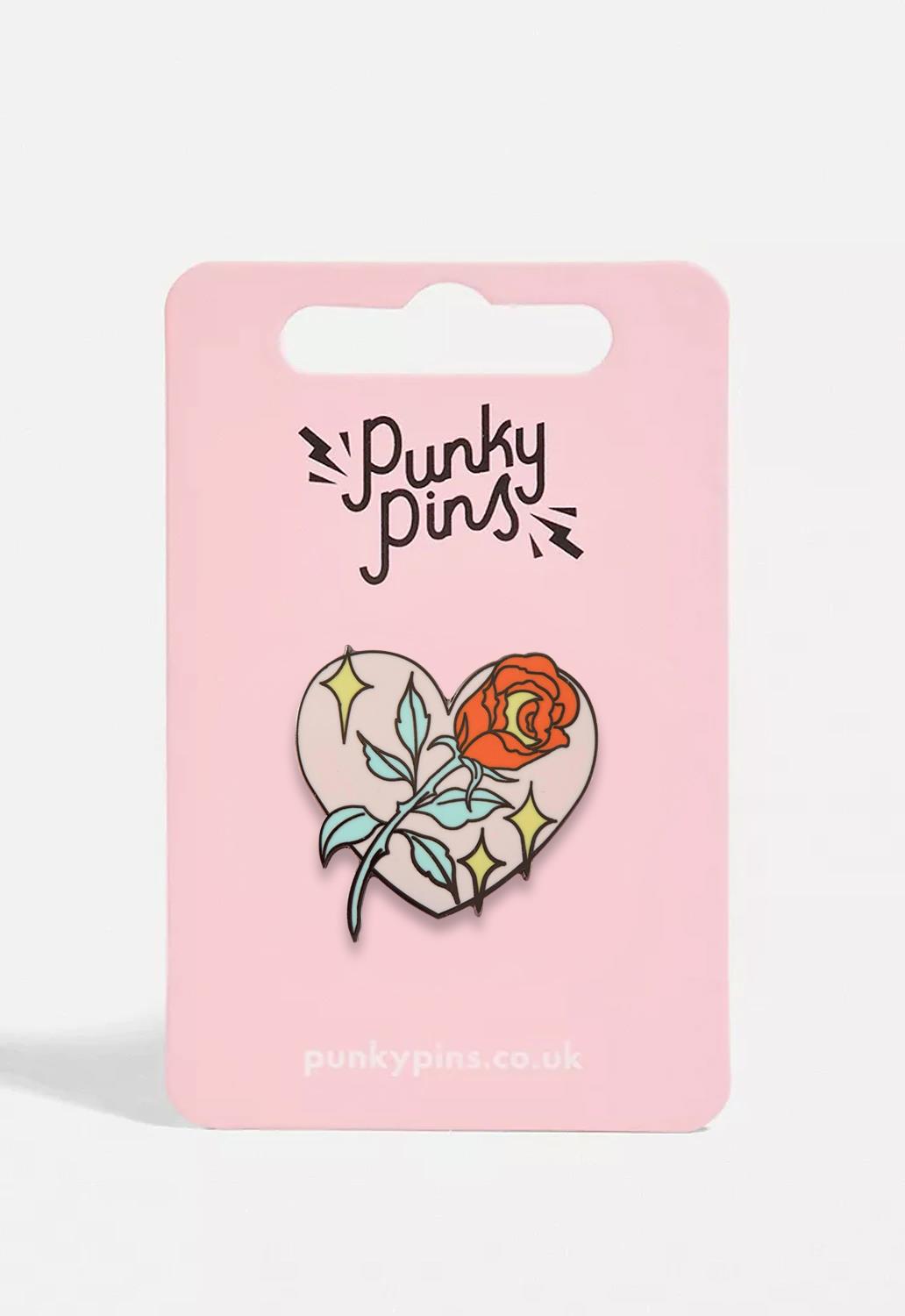 Rose In Heart Pin Badge