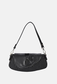 Black Core Pinstripe Shoulder Bag