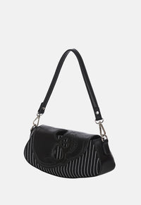 Black Core Pinstripe Shoulder Bag