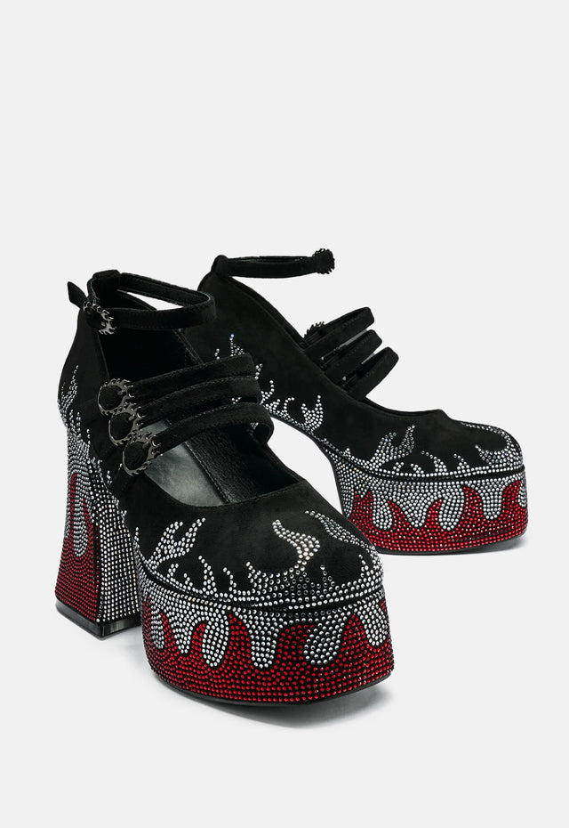 Blaze Flames Chunky Heel
