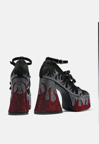 Blaze Flames Chunky Heel
