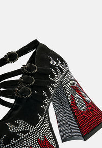 Blaze Flames Chunky Heel