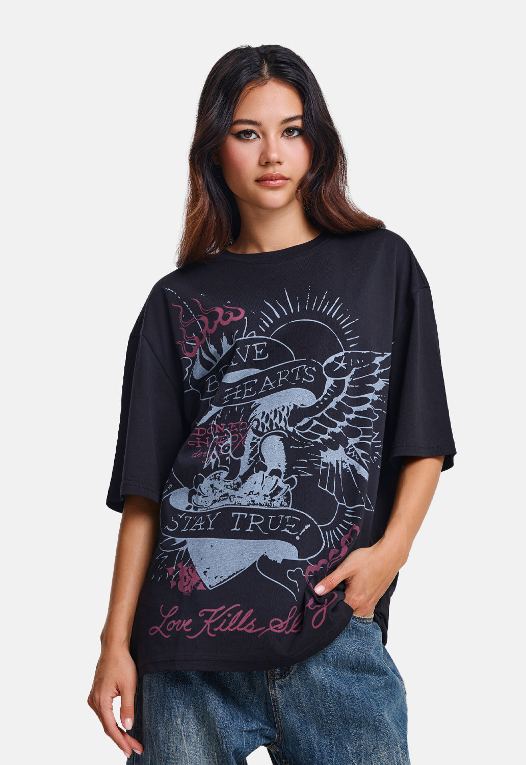 Brave Hearts Stay True Washed Relaxed T-Shirt
