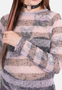 Bria Pink Stripe Raglan Top