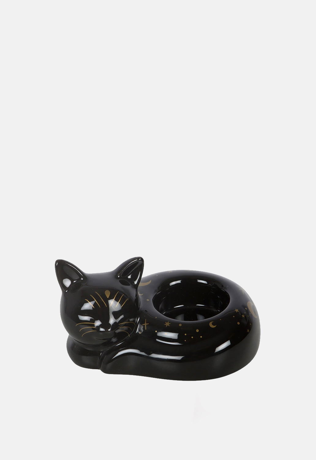 Black Cat Magick Curled Cat Tealight Holder