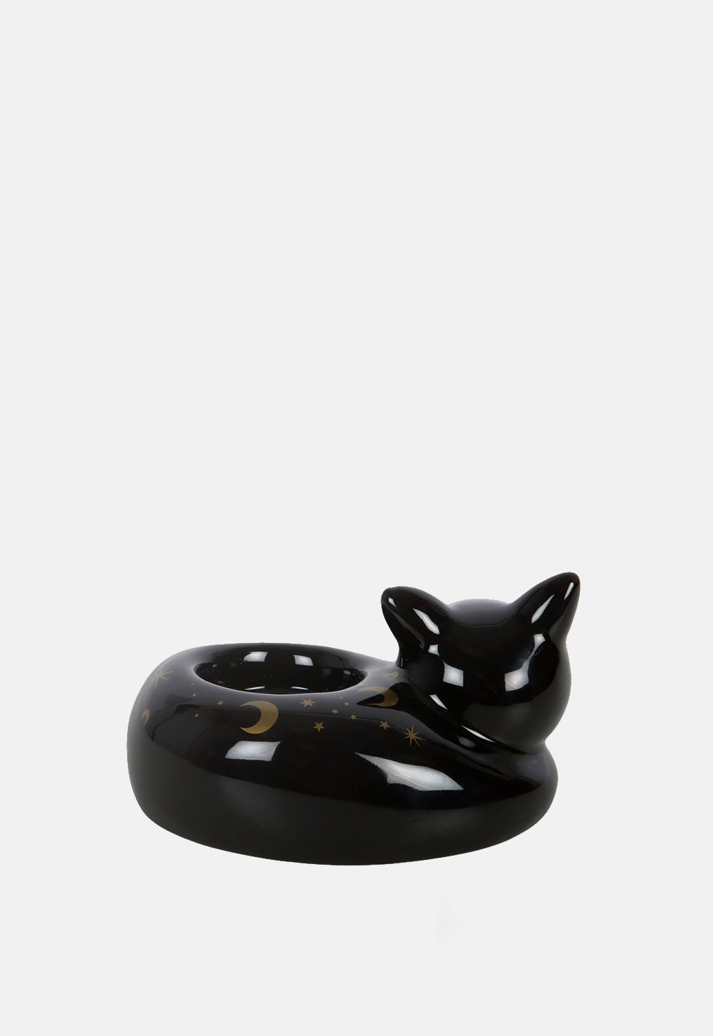 Black Cat Magick Curled Cat Tealight Holder