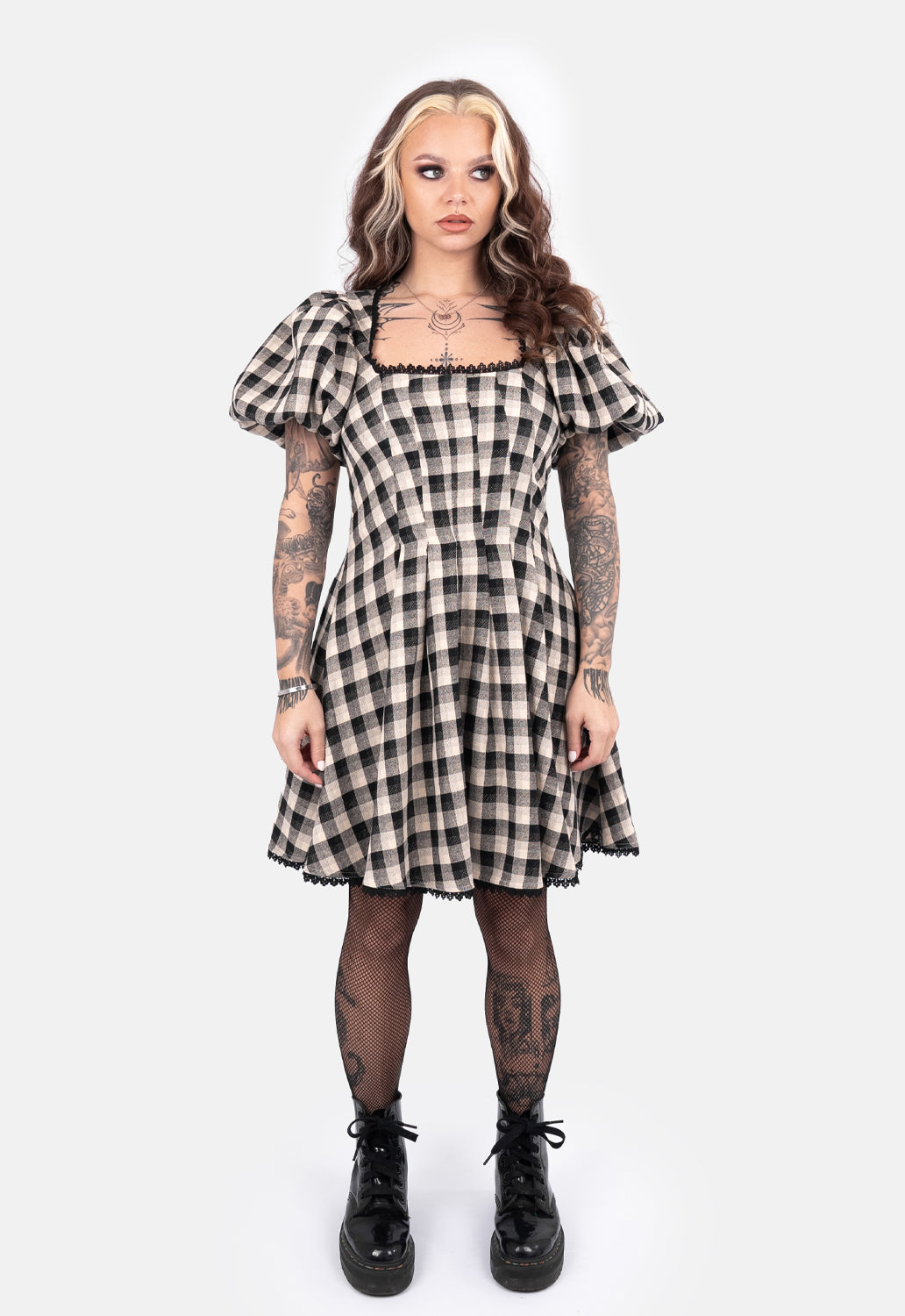 Darcey Check Puff Mini Dress