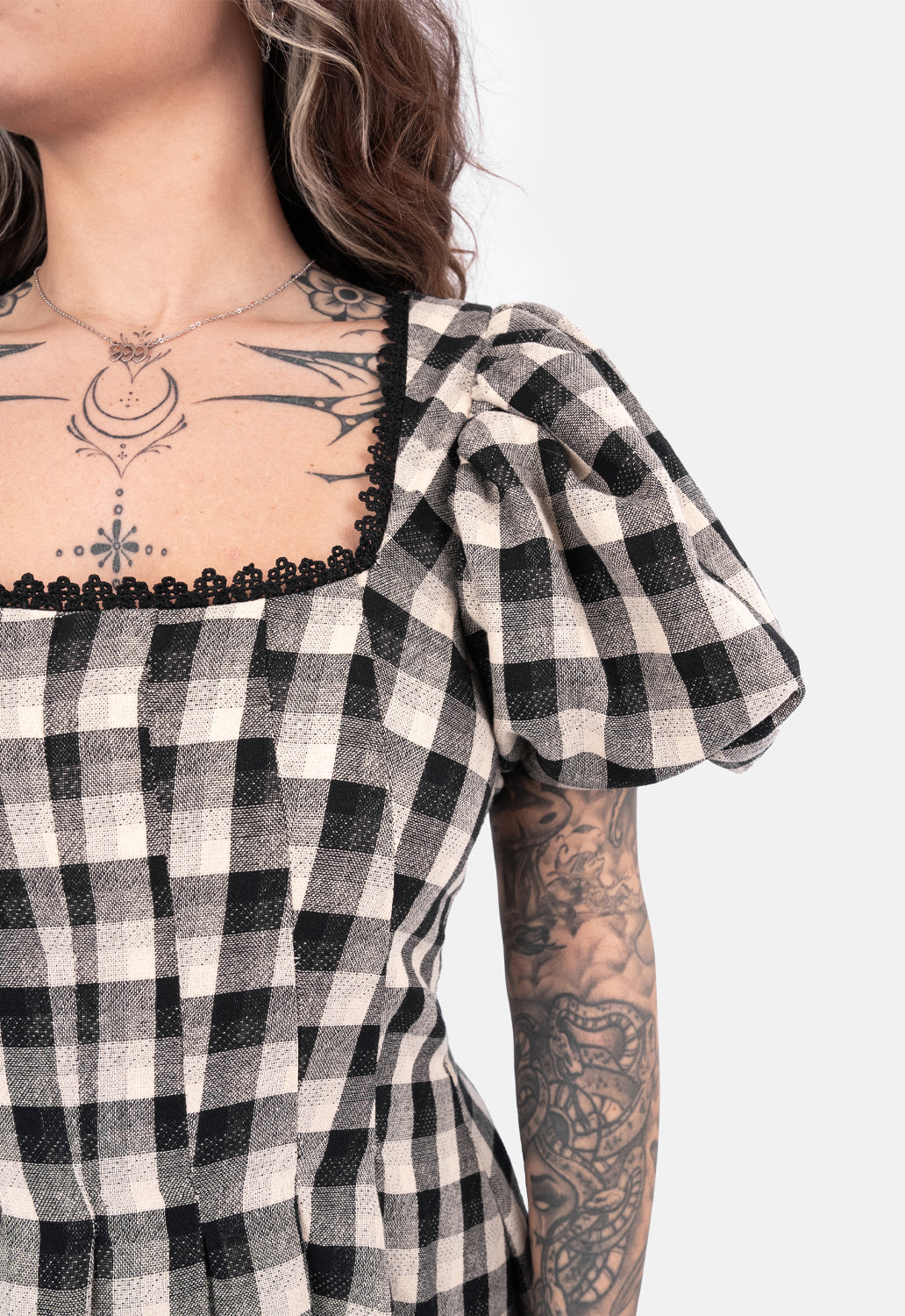 Darcey Check Puff Mini Dress