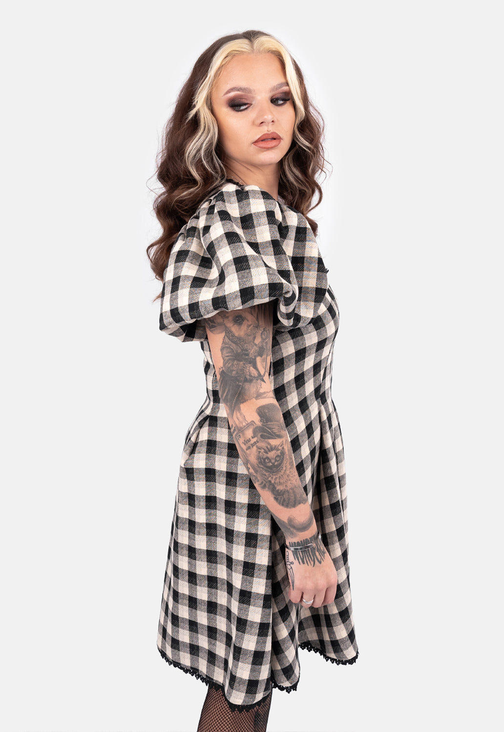 Darcey Check Puff Mini Dress