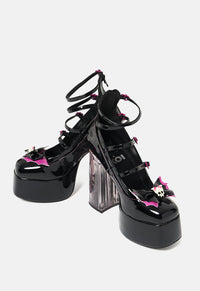 Dead Tired Strappy Platform Coffin Heels