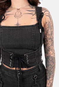 Demona Lace Denim Corset Top