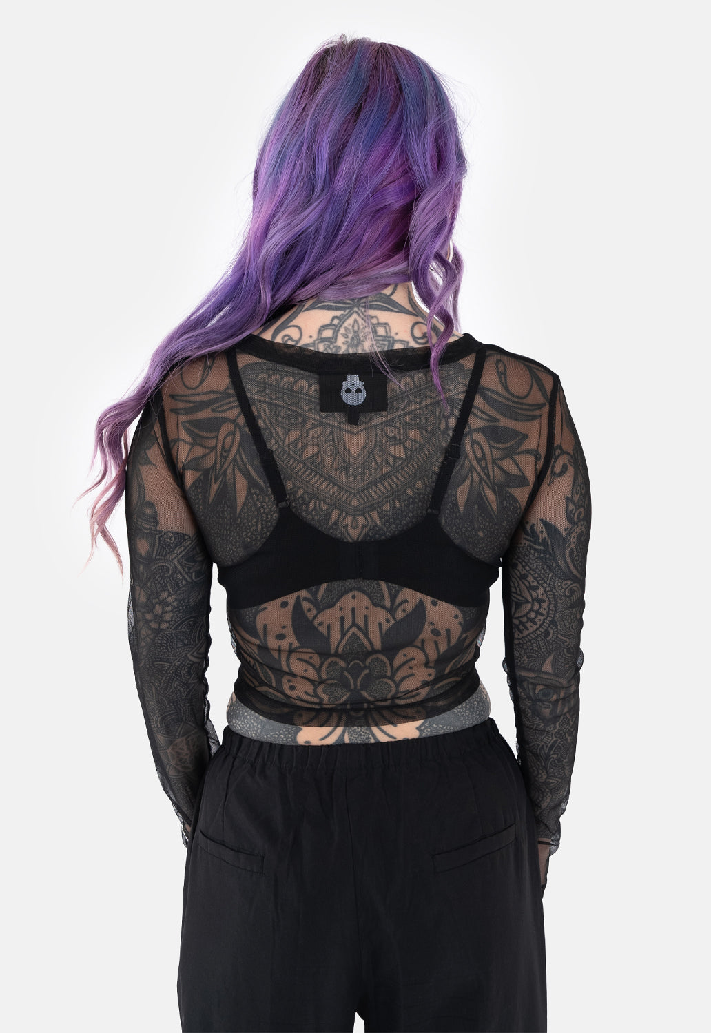 Donnie Mesh Heart Print Top