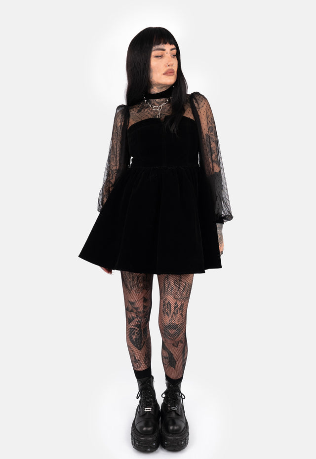 Emily Velvet Heart Lace Mini Dress